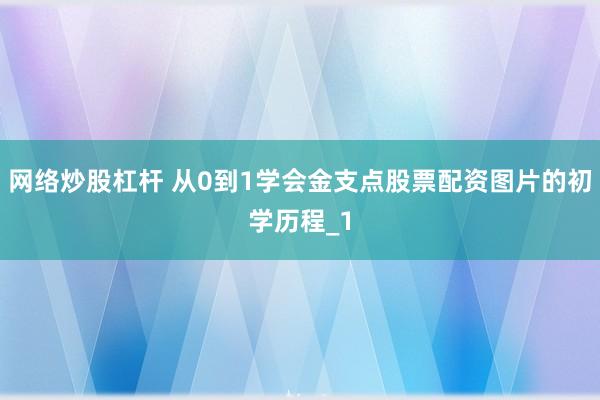 网络炒股杠杆 从0到1学会金支点股票配资图片的初学历程_1